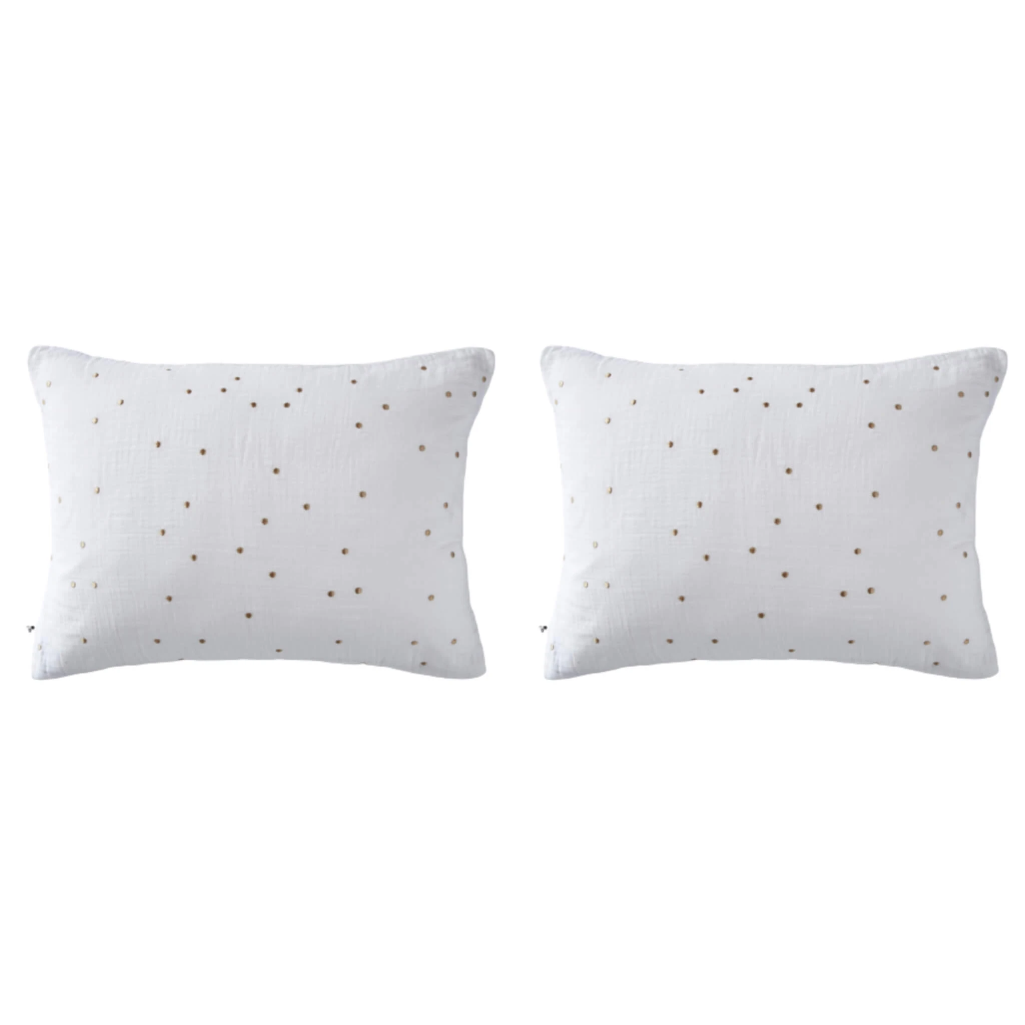 Lot De 2 Taies D'oreillers à Pois Brodés Double Gaze De Coton 7 Lot De 2 Taies D'oreillers à Pois Brodés Double Gaze De Coton – Image 5