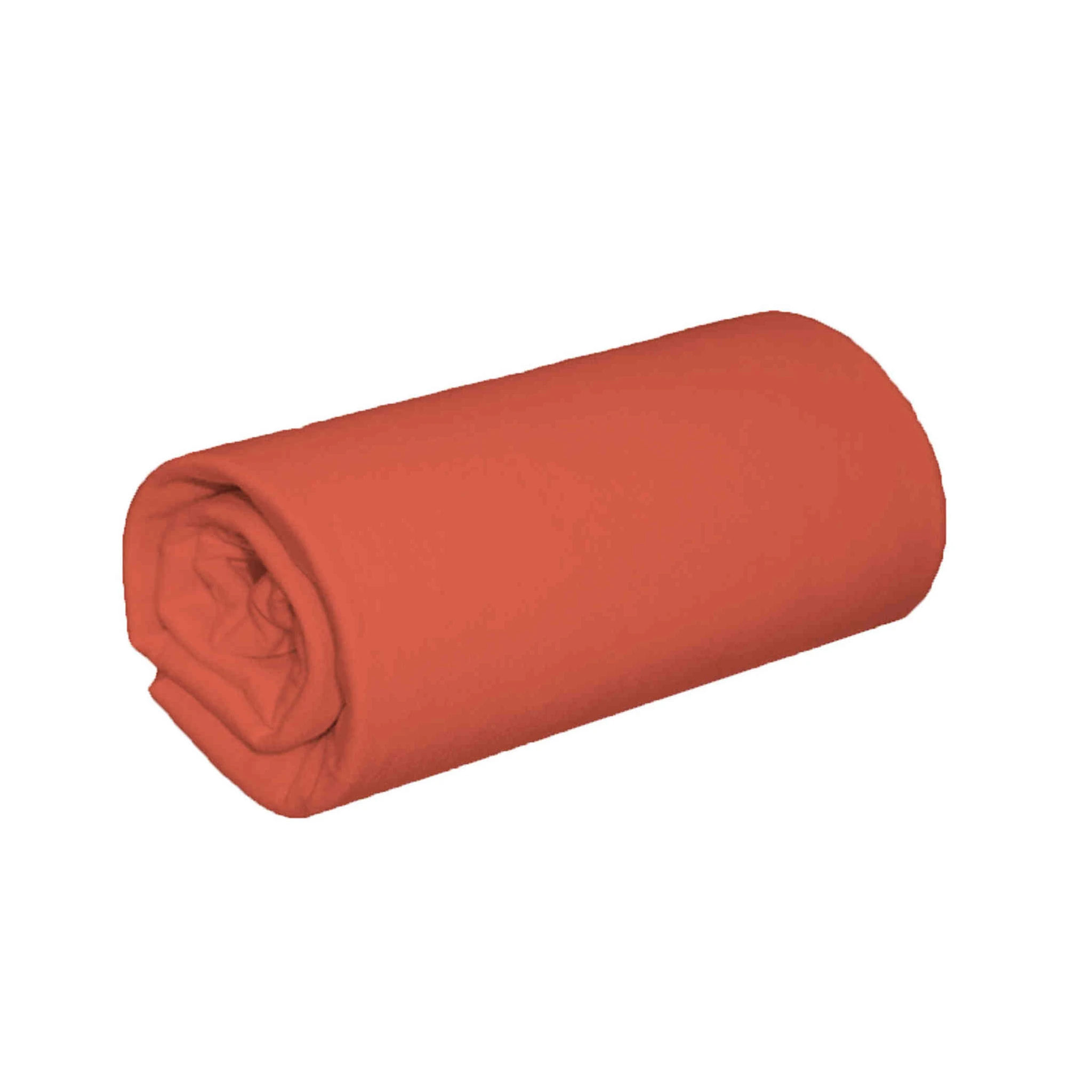 Lot De 2 Draps Housses Jersey Orange Terracotta Bonnet 30 Cm 4 Lot De 2 Draps Housses Jersey Orange Terracotta Bonnet 30 Cm – Image 2