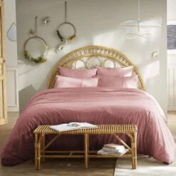 Housse De Couette 100% Coton Broderie Anglaise -Terre de nuit boutique parure de lit jeanne rose ambiance