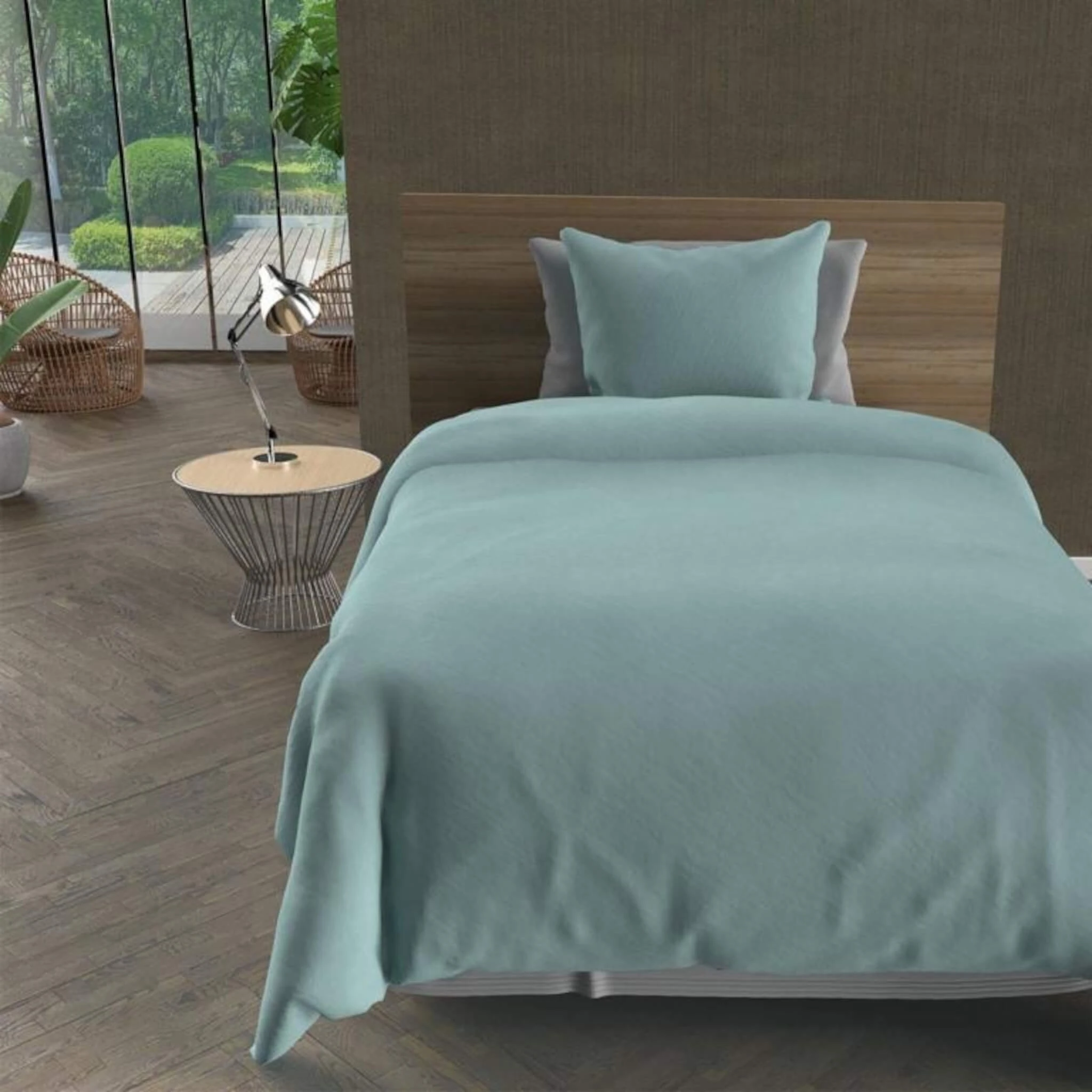 Parure De Lit Unie Bohème Bleu 4 Parure De Lit Unie Bohème Bleu – Image 2