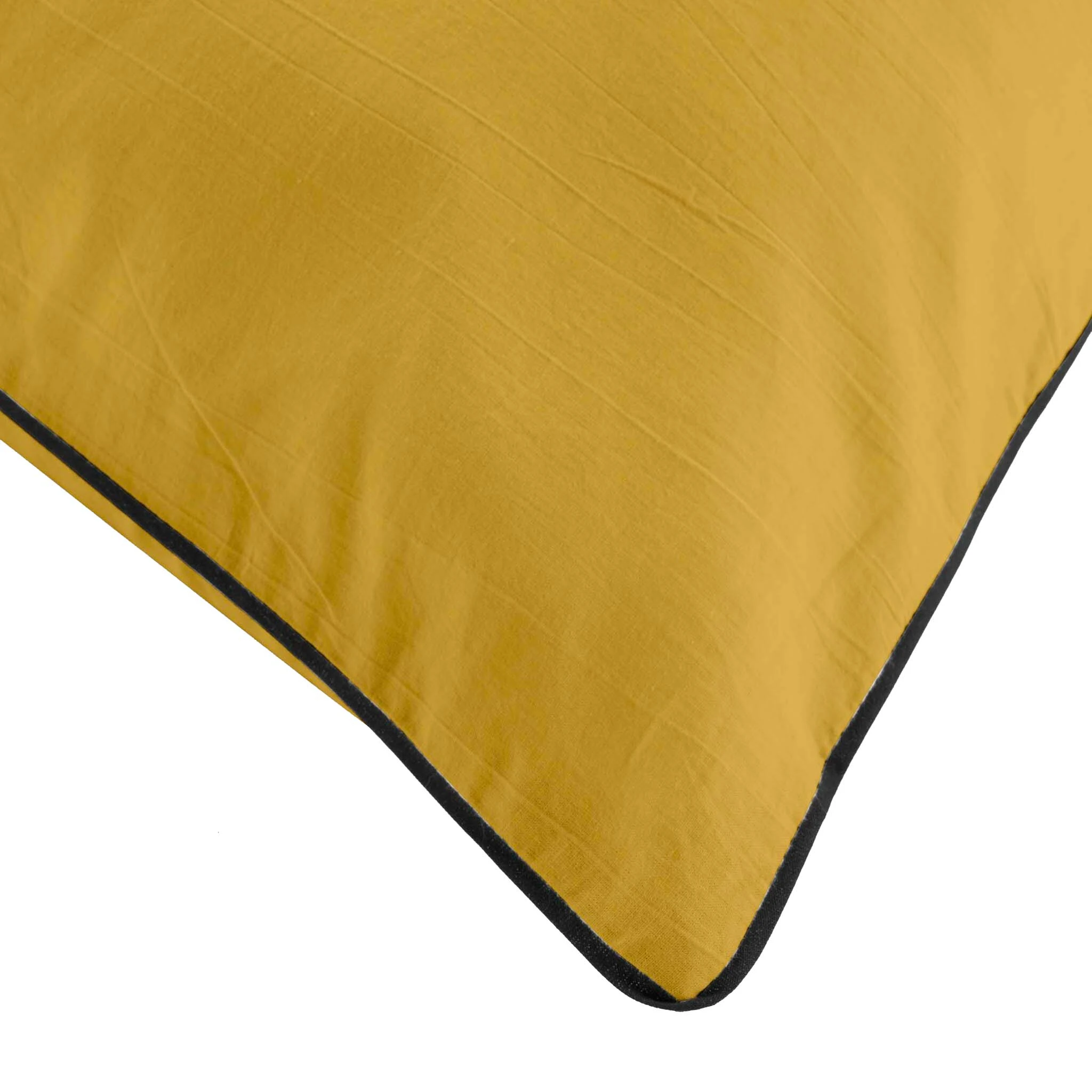 Parure De Lit Coton Lavé Linette Jaune 4 Parure De Lit Coton Lavé Linette Jaune – Image 2