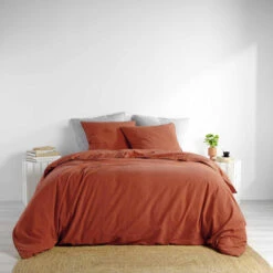 Parure De Lit Coton Lavé Linette Terracotta