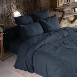 Lot De 2 Taies D'oreillers Double Gaze De Coton Marine 7 Lot De 2 Taies D'oreillers Double Gaze De Coton Marine -Terre de nuit boutique parure marine 3