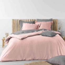 Parure De Lit Coton Lavé Stonalia Rose