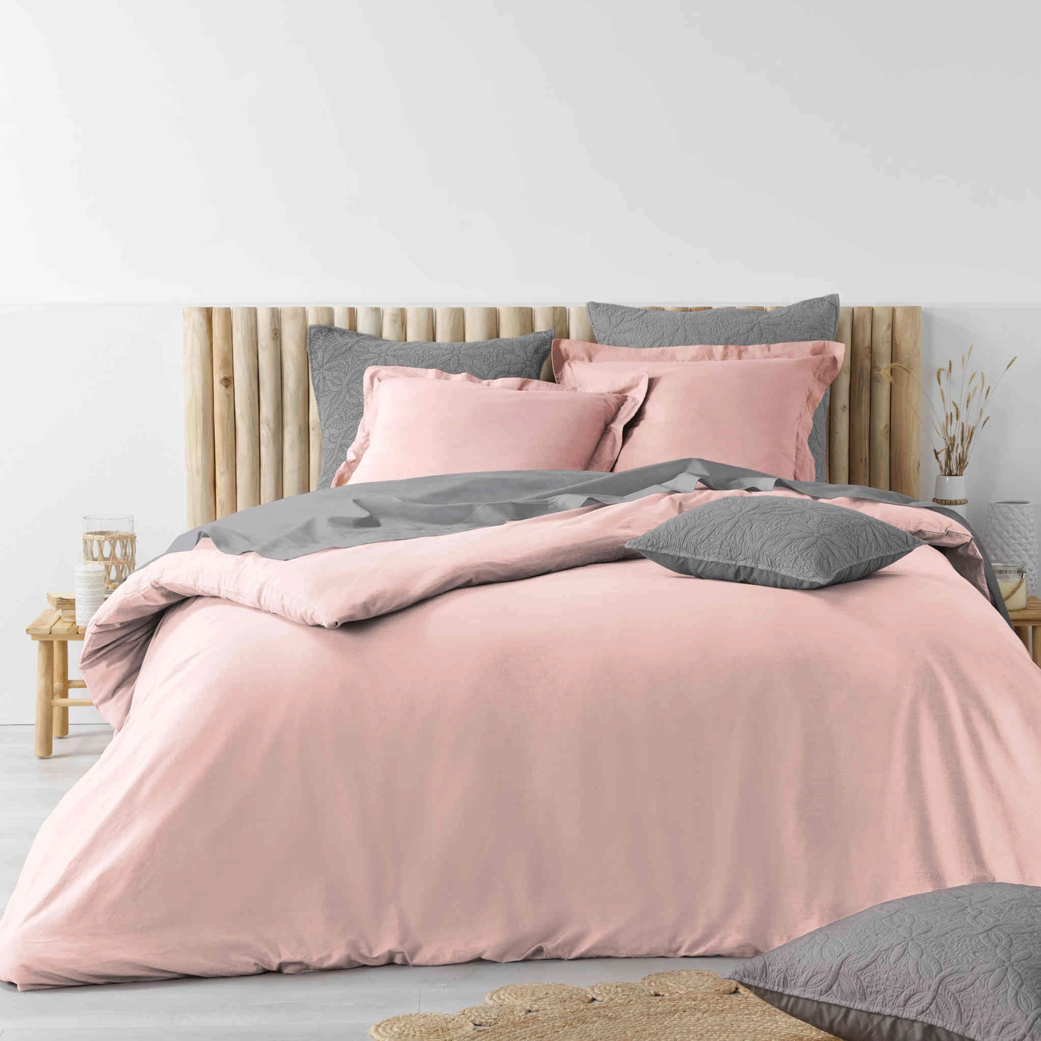 Parure De Lit Coton Lavé Stonalia Rose 3 Parure De Lit Coton Lavé Stonalia Rose