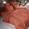 Parure De Lit Double Gaze De Coton Orange Terracotta -Terre de nuit boutique parure terracotta
