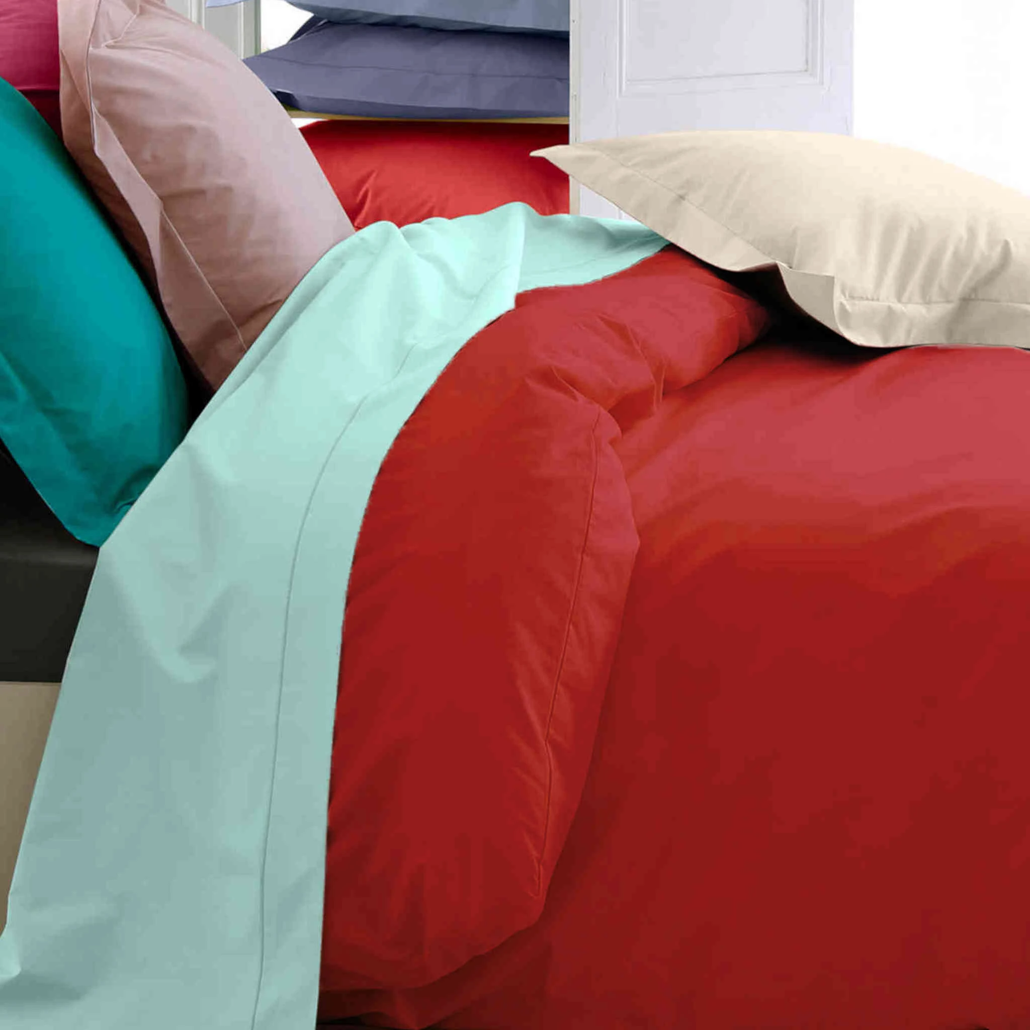 Housse De Couette Percale Carmin - Tradilinge 4 Housse De Couette Percale Carmin - Tradilinge – Image 2