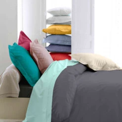 Housse De Couette Percale Anthracite - Tradilinge