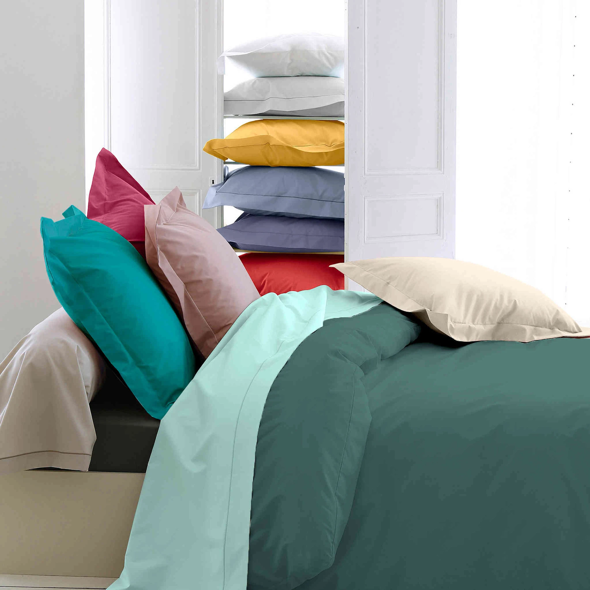 Housse De Couette Percale émeraude - Tradilinge 3 Housse De Couette Percale émeraude - Tradilinge