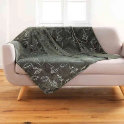 Plaid Flanelle Imprimé Métallisé Arty Line 125x150 Cm -Terre de nuit boutique plaid arty kaki