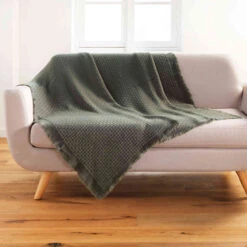 Plaid à Franges Acrylique Coraline 125x150 Cm 17 Plaid à Franges Acrylique Coraline 125x150 Cm -Terre de nuit boutique plaid coraline kaki