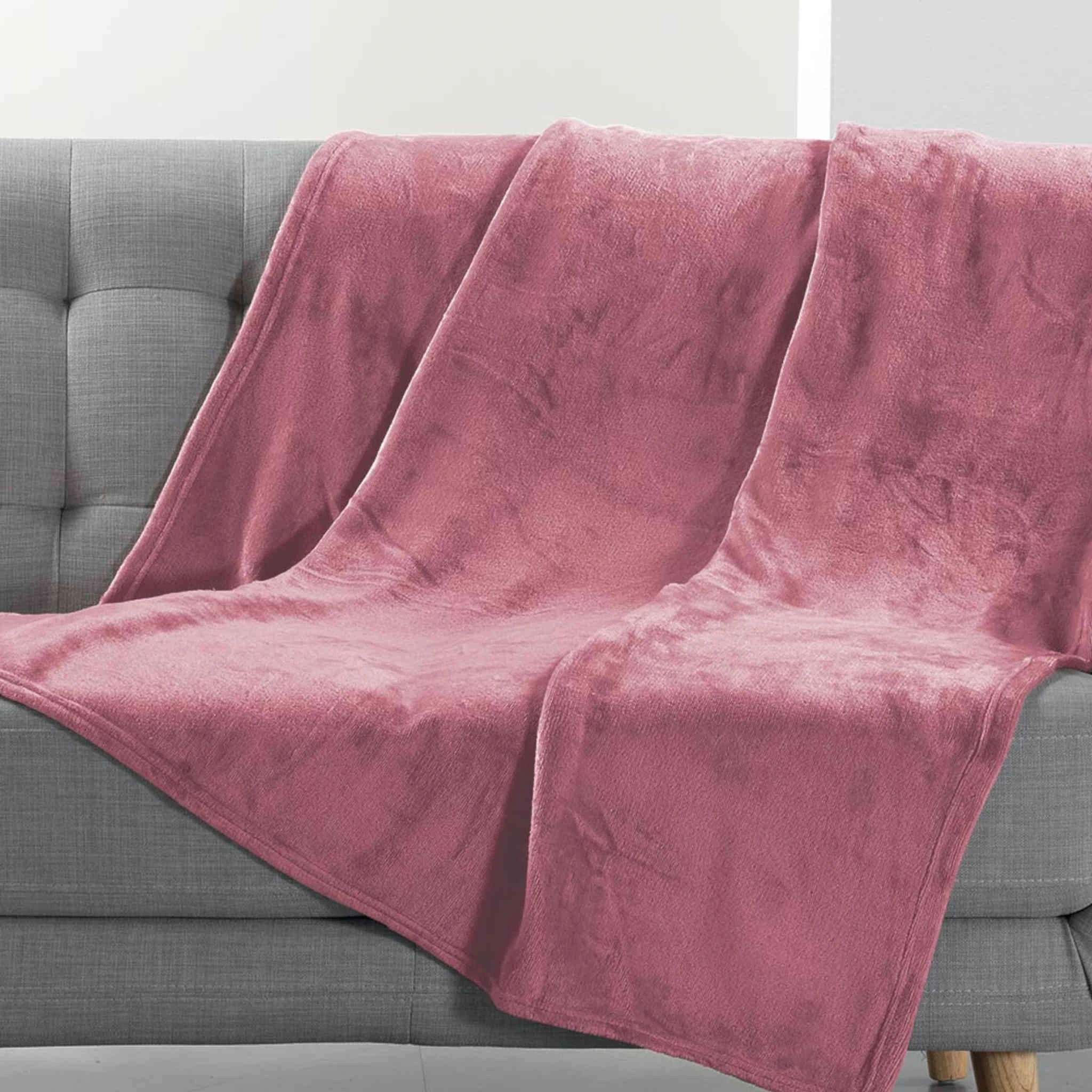 Plaid Flanelle Unie Flanou Rose 4 Plaid Flanelle Unie Flanou Rose – Image 2