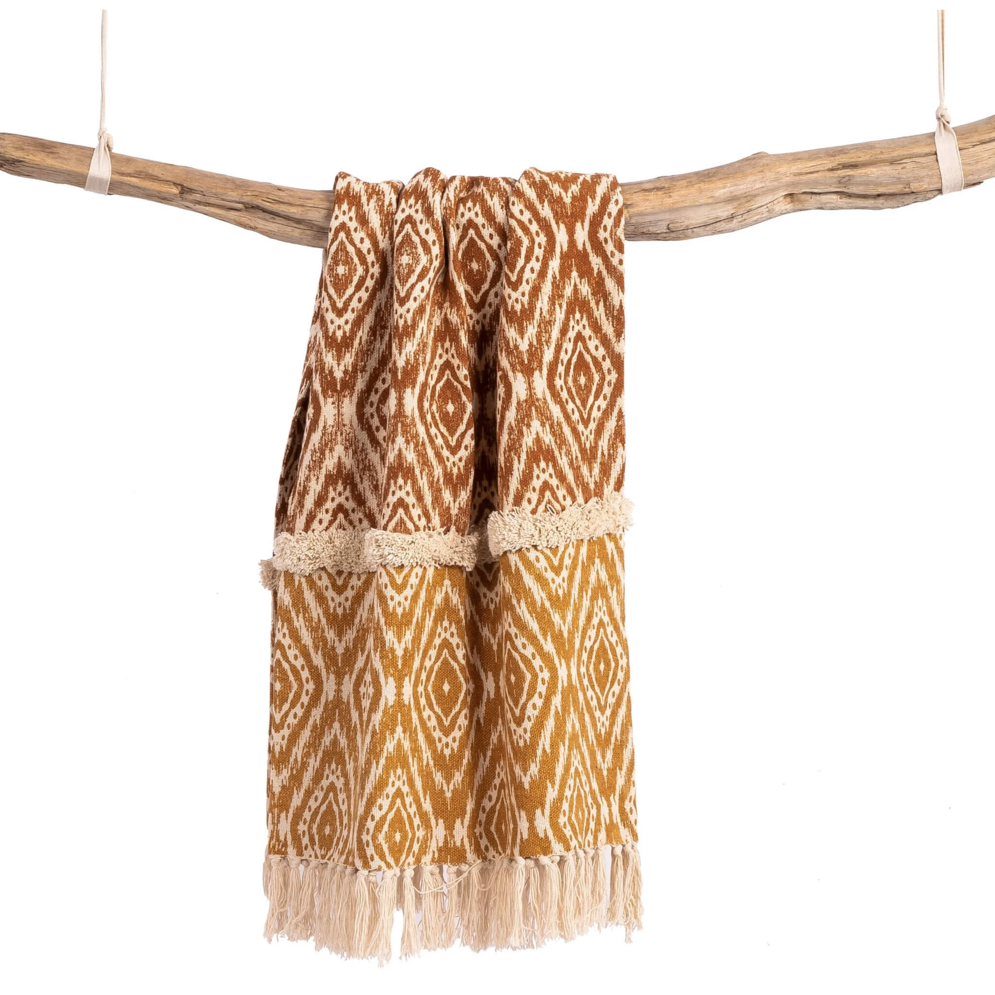 Plaid Coton à Franges Camel/jaune 130x150 Cm 3 Plaid Coton à Franges Camel/jaune 130x150 Cm