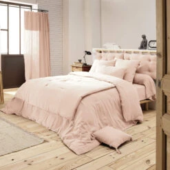 Housse De Couette Double Gaze De Coton Rose -Terre de nuit boutique rose ambiance