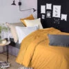 Housse De Couette Satin De Coton Moutarde - Tradilinge 1 Housse De Couette Satin De Coton Moutarde - Tradilinge -Terre de nuit boutique satinmoutarde