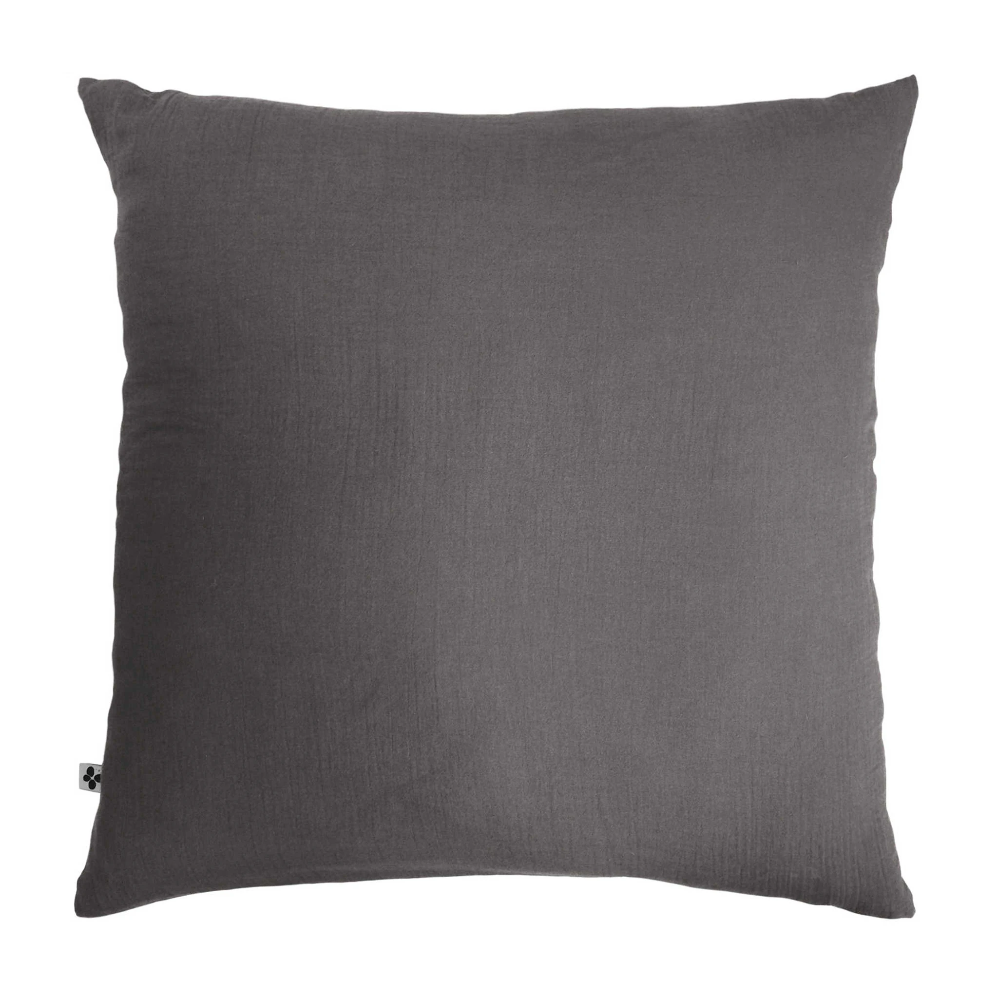 Taie D'oreiller Double Gaze De Coton Gris Anthracite 3 Taie D'oreiller Double Gaze De Coton Gris Anthracite