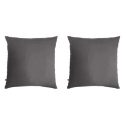 Lot De 2 Taies D'oreillers Double Gaze De Coton Gris Anthracite