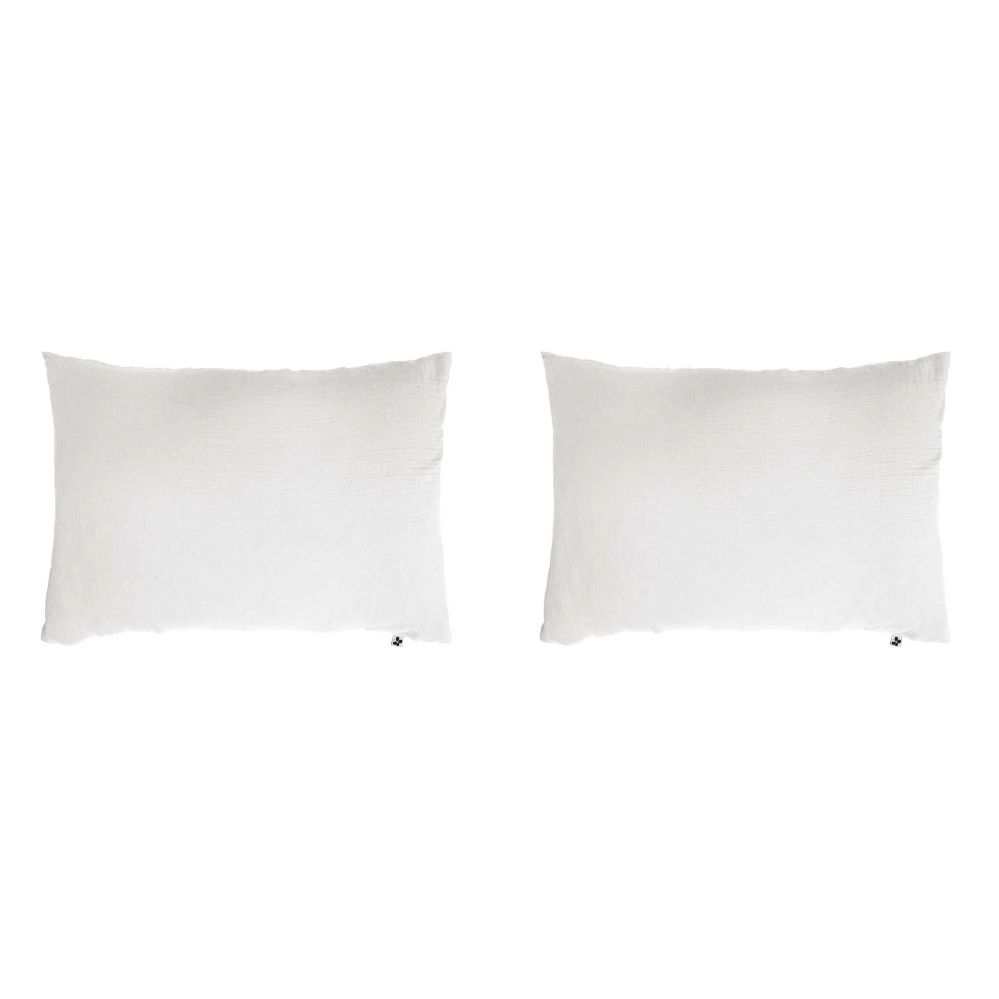 Lot De 2 Taies D'oreillers Double Gaze De Coton Blanc 4 Lot De 2 Taies D'oreillers Double Gaze De Coton Blanc – Image 2
