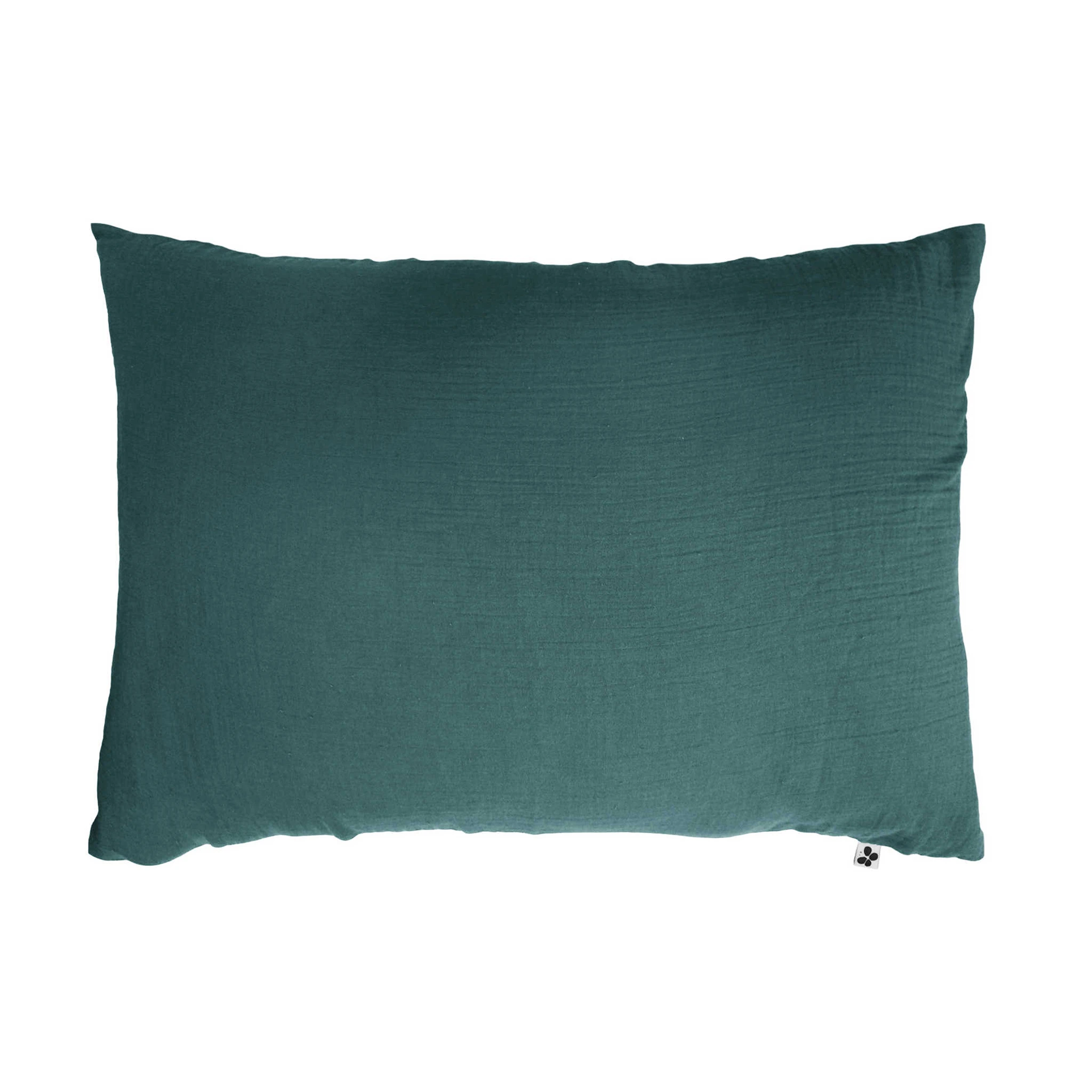 Taie D'oreiller Double Gaze De Coton Bleu Canard 4 Taie D'oreiller Double Gaze De Coton Bleu Canard – Image 2