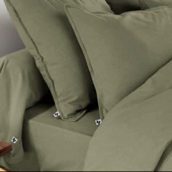 Taie D'oreiller Flanelle Kaki -Terre de nuit boutique taie oreiller candice rom zoom