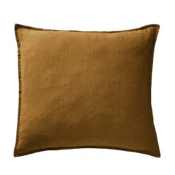 Taie D'oreiller Lin Lavé 27 Taie D'oreiller Lin Lavé -Terre de nuit boutique taie oreiller carre marron fond blanc 1