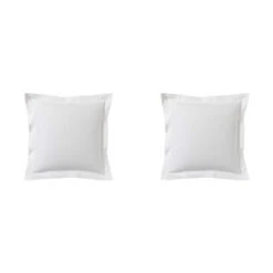 Lot De 2 Taies D'oreillers Blanc 100% Coton Biologique