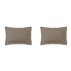 Lot De 2 Taies D'oreillers Taupe 100% Coton Biologique -Terre de nuit boutique taie oreiller coton bio taupe fond blanc 3