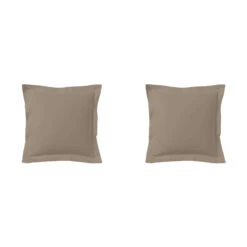 Lot De 2 Taies D'oreillers Biscuit 100% Coton