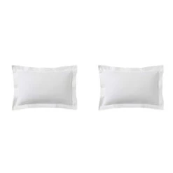 Lot De 2 Taies D'oreillers Blanc 100% Coton 8 Lot De 2 Taies D'oreillers Blanc 100% Coton -Terre de nuit boutique taie oreiller coton blanc fond blanc 3