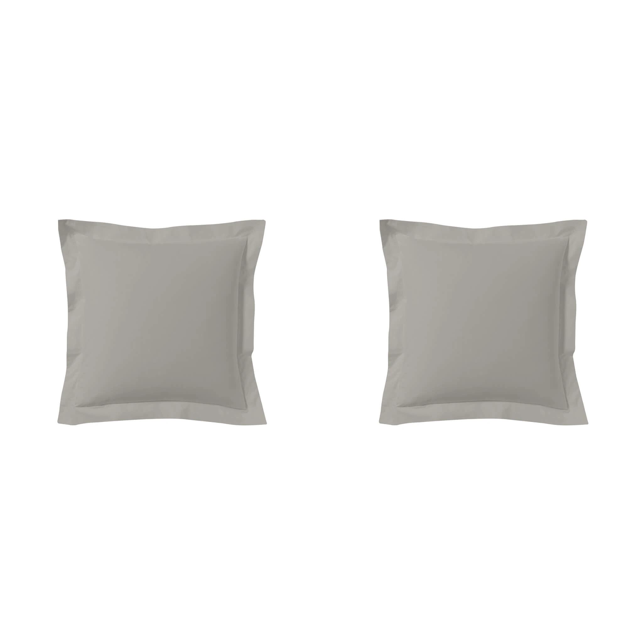 Lot De 2 Taies D'oreillers Gris Mastic 100% Coton 3 Lot De 2 Taies D'oreillers Gris Mastic 100% Coton