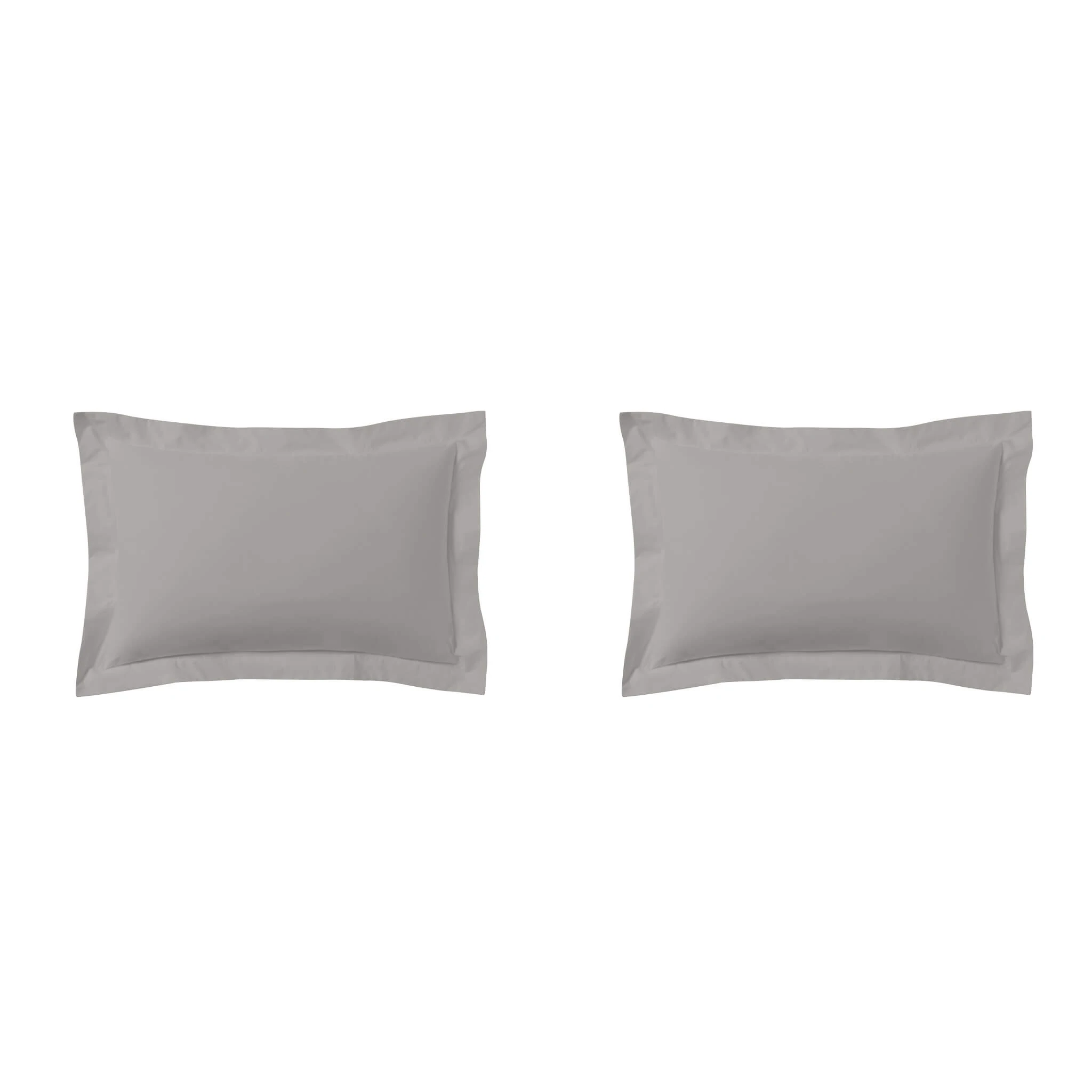 Lot De 2 Taies D'oreillers Gris Mastic 100% Coton 5 Lot De 2 Taies D'oreillers Gris Mastic 100% Coton – Image 3