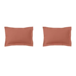 Lot De 2 Taies D'oreillers Terracotta 100% Coton 8 Lot De 2 Taies D'oreillers Terracotta 100% Coton -Terre de nuit boutique taie oreiller coton terracotta fond blanc 3