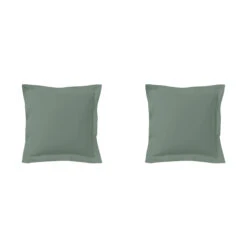 Lot De 2 Taies D'oreillers Vert De Gris 100% Coton