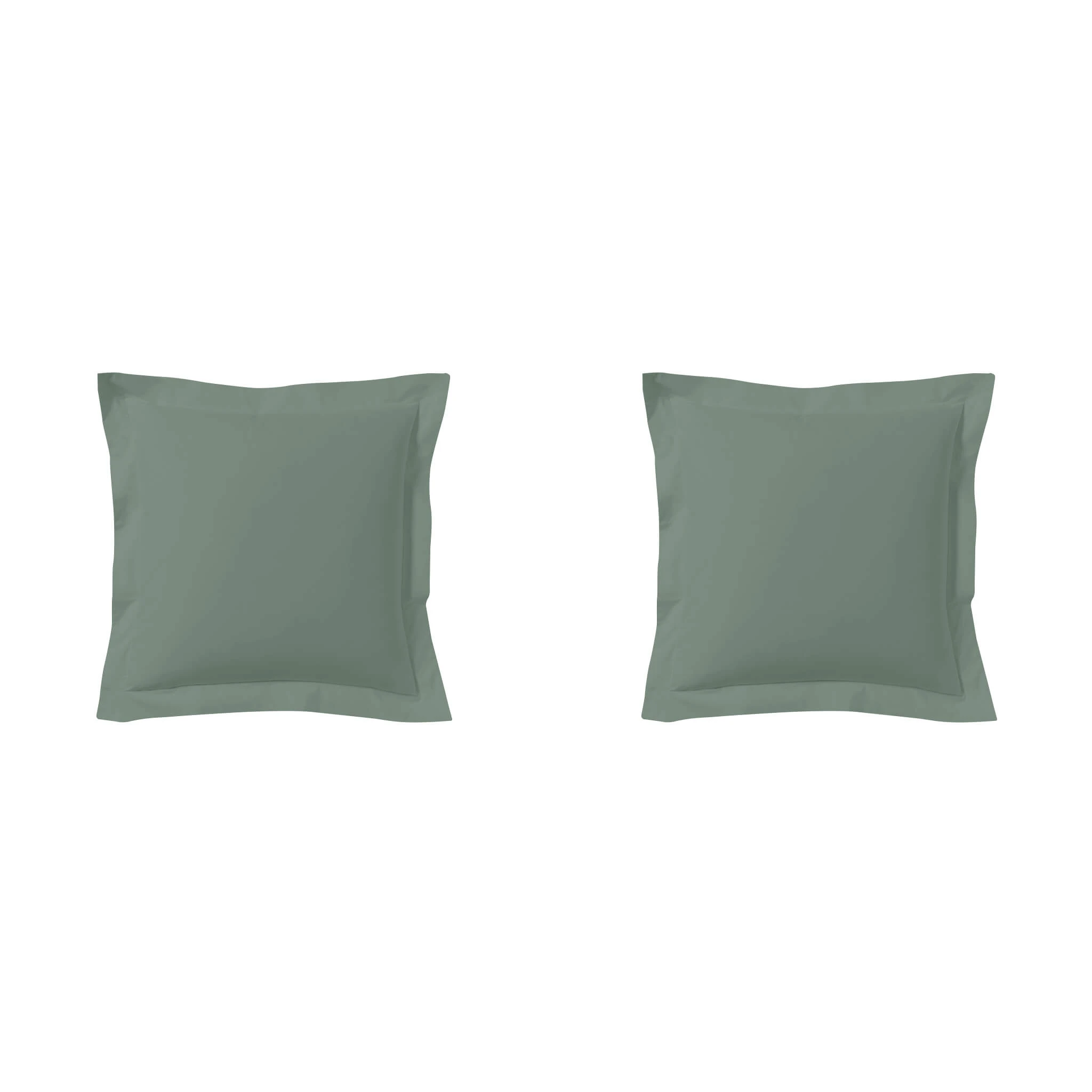Lot De 2 Taies D'oreillers Vert De Gris 100% Coton 3 Lot De 2 Taies D'oreillers Vert De Gris 100% Coton