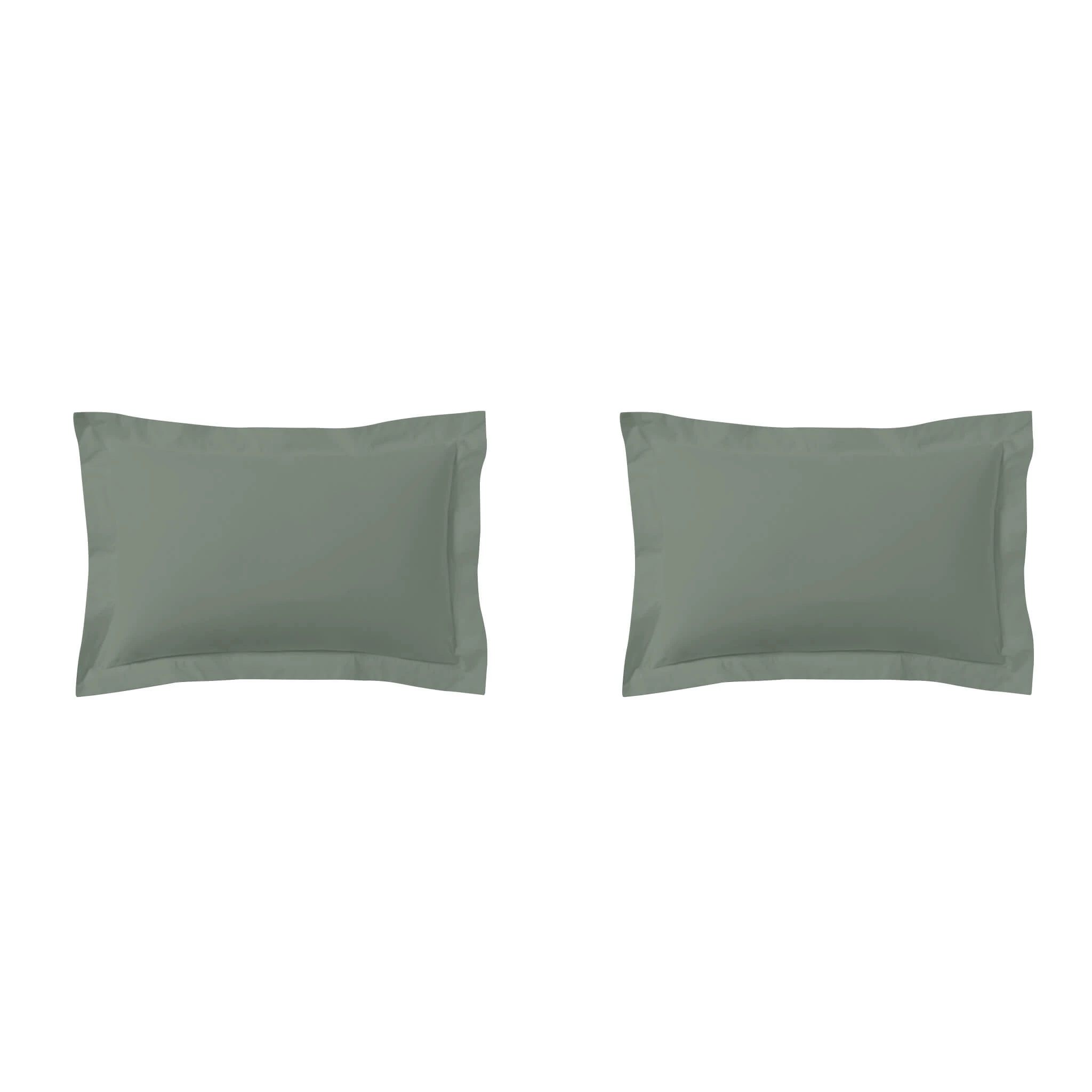 Lot De 2 Taies D'oreillers Vert De Gris 100% Coton 5 Lot De 2 Taies D'oreillers Vert De Gris 100% Coton – Image 3