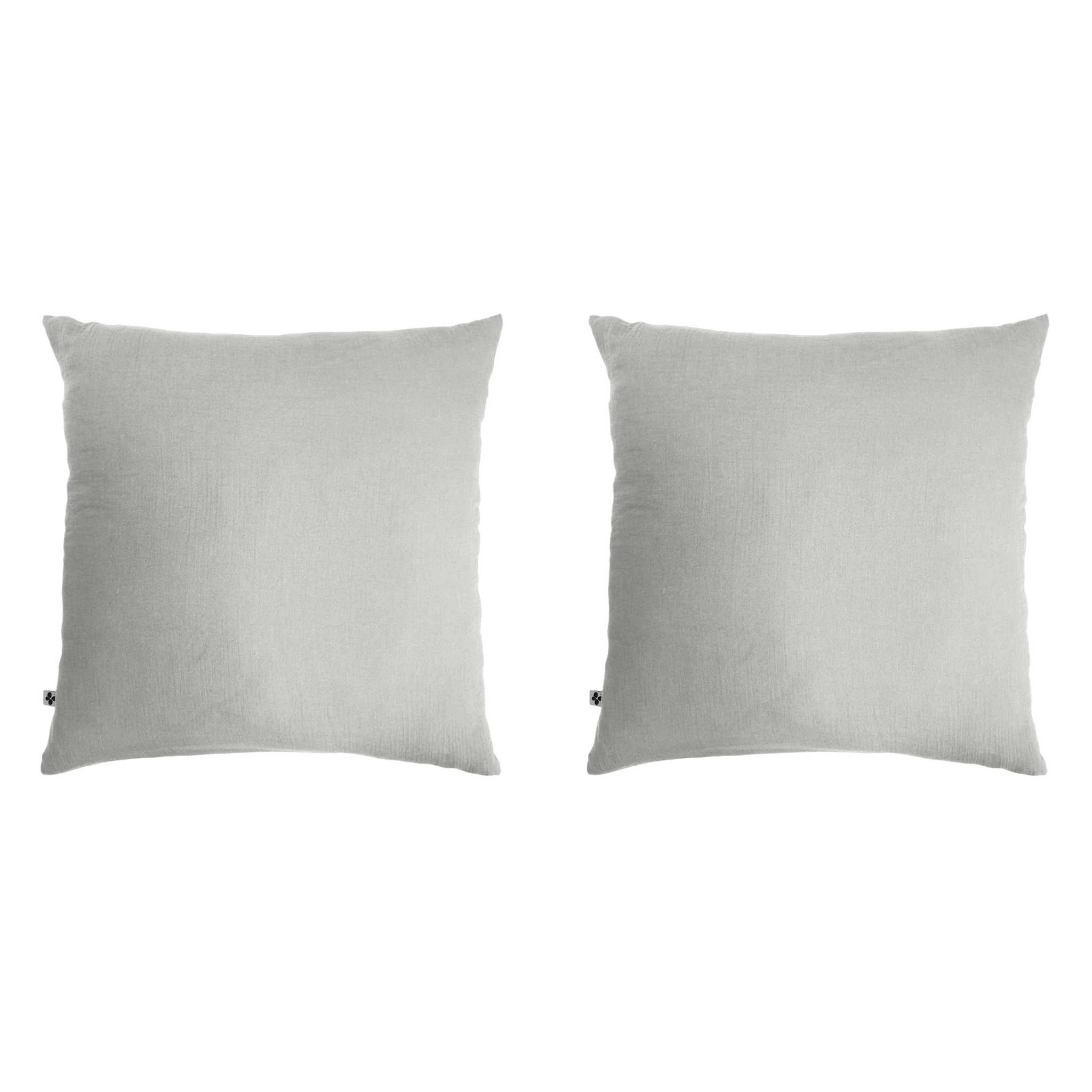 Lot De 2 Taies D'oreillers Double Gaze De Coton Gris 3 Lot De 2 Taies D'oreillers Double Gaze De Coton Gris
