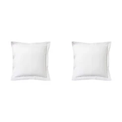 Lot De 2 Taies D'oreiller Blanc 100% Lin