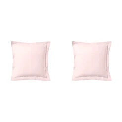 Lot De 2 Taies D'oreiller Rose Aube 100% Lin
