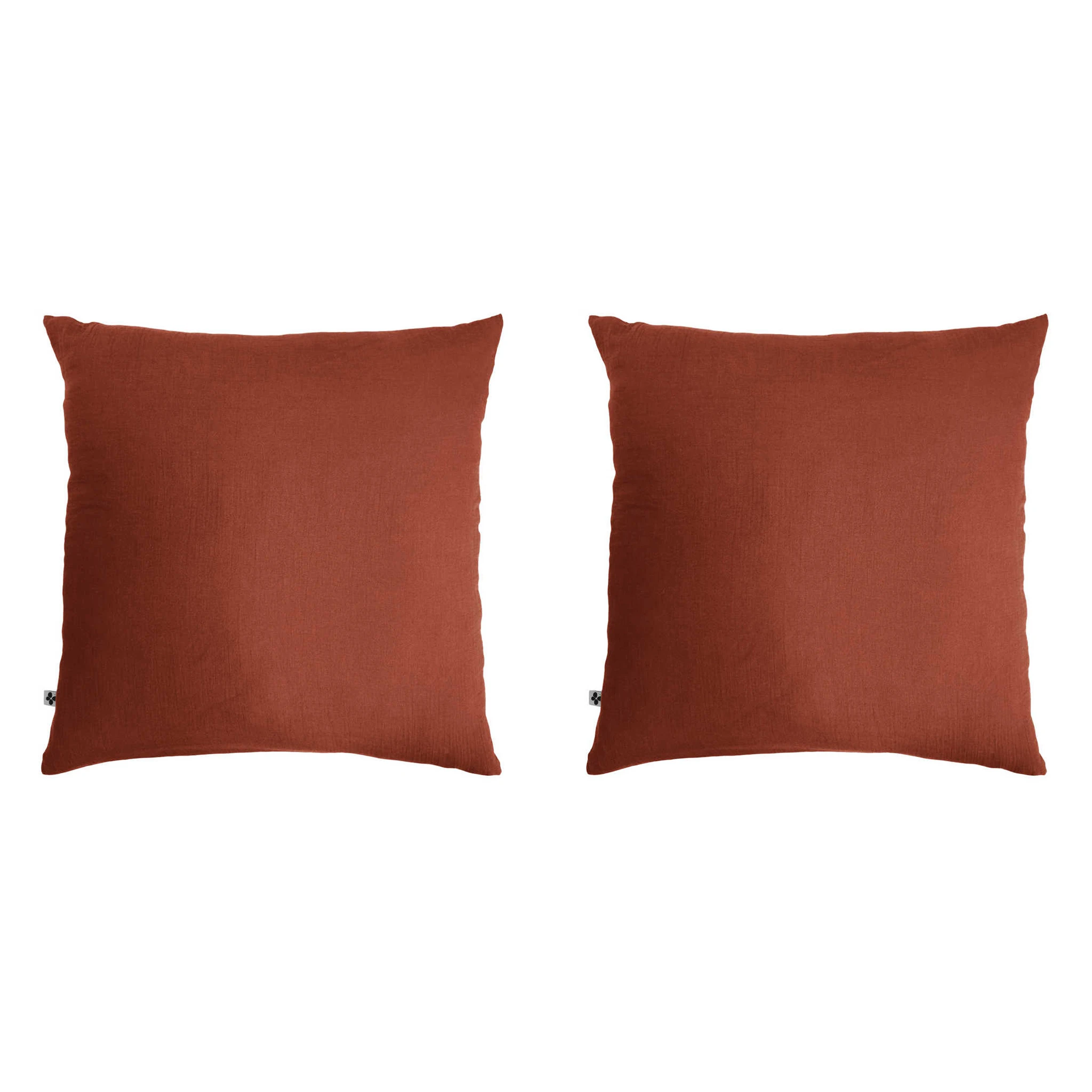 Lot De 2 Taies D'oreillers Double Gaze De Coton Orange Terracotta 3 Lot De 2 Taies D'oreillers Double Gaze De Coton Orange Terracotta