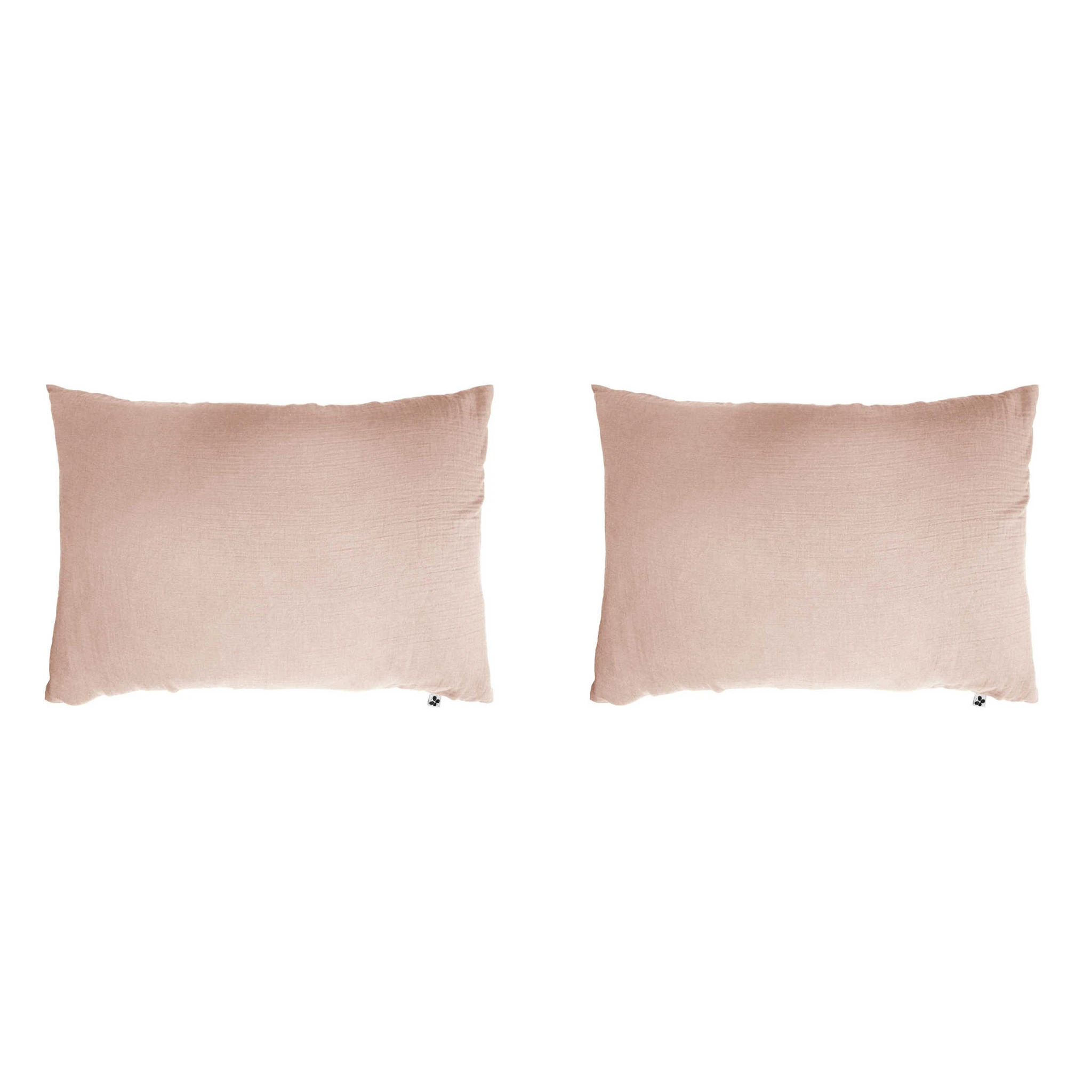 Lot De 2 Taies D'oreillers Double Gaze De Coton Rose 4 Lot De 2 Taies D'oreillers Double Gaze De Coton Rose – Image 2