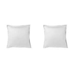 Lot De 2 Taies D'oreiller Blanc 100% Satin De Coton