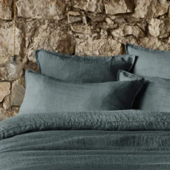 Taie D'oreiller Lin Lavé 39 Taie D'oreiller Lin Lavé -Terre de nuit boutique taie oreiller soline gris fonce zoom 2