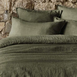 Taie D'oreiller Lin Lavé 36 Taie D'oreiller Lin Lavé -Terre de nuit boutique taie oreiller soline kaki zoom 2