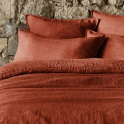 Taie D'oreiller Lin Lavé 38 Taie D'oreiller Lin Lavé -Terre de nuit boutique taie oreiller soline orange zoom 2