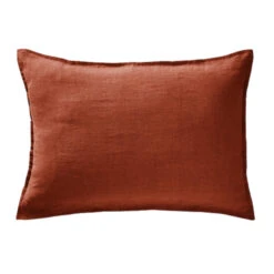 Taie D'oreiller Lin Lavé 35 Taie D'oreiller Lin Lavé -Terre de nuit boutique taie oreiller soline rectangle paprika fond blanc 1