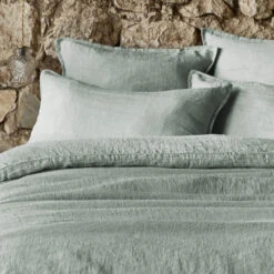 Taie D'oreiller Lin Lavé 40 Taie D'oreiller Lin Lavé -Terre de nuit boutique taie oreiller soline vert zoom 2