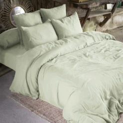 Lot De 2 Taies D'oreillers Double Gaze De Coton Vert D'eau 8 Lot De 2 Taies D'oreillers Double Gaze De Coton Vert D'eau -Terre de nuit boutique taie oreiller vert deau 4 1