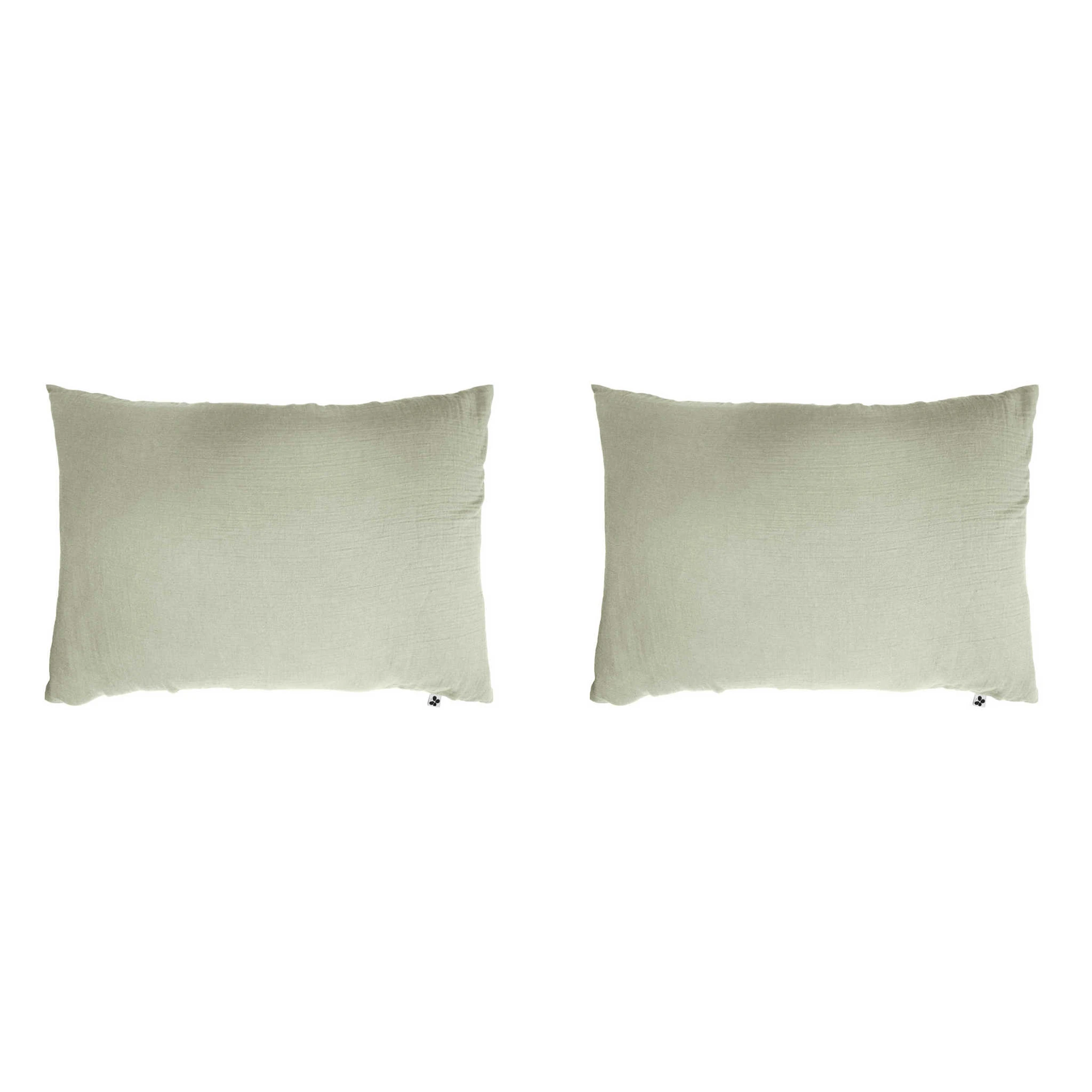 Lot De 2 Taies D'oreillers Double Gaze De Coton Vert D'eau 4 Lot De 2 Taies D'oreillers Double Gaze De Coton Vert D'eau – Image 2