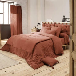 Housse De Couette Double Gaze De Coton Orange Terracotta -Terre de nuit boutique terracotta ambiance