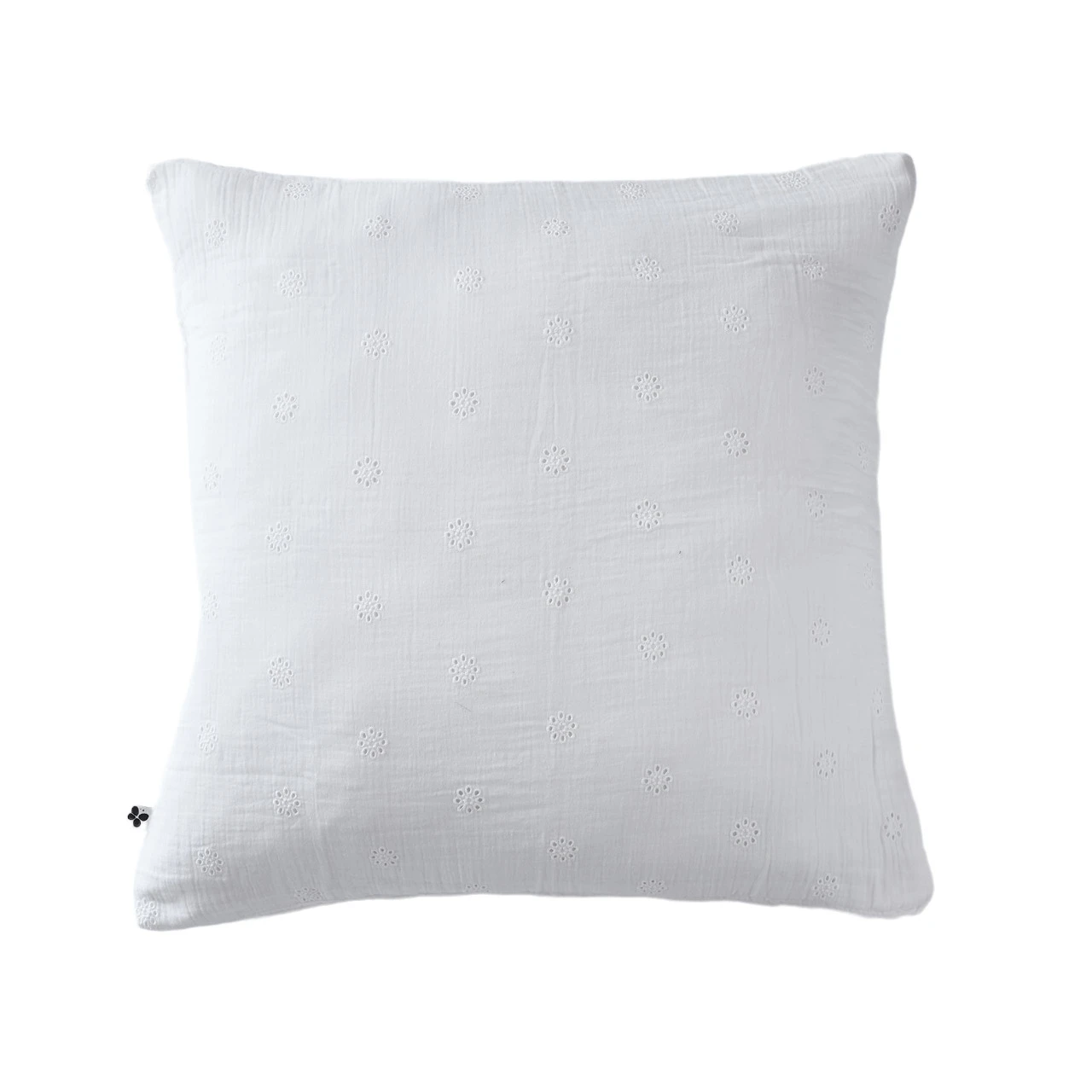 Taie D'oreiller Brodée Double Gaze De Coton Blanc 2 Taie D'oreiller Brodée Double Gaze De Coton Blanc